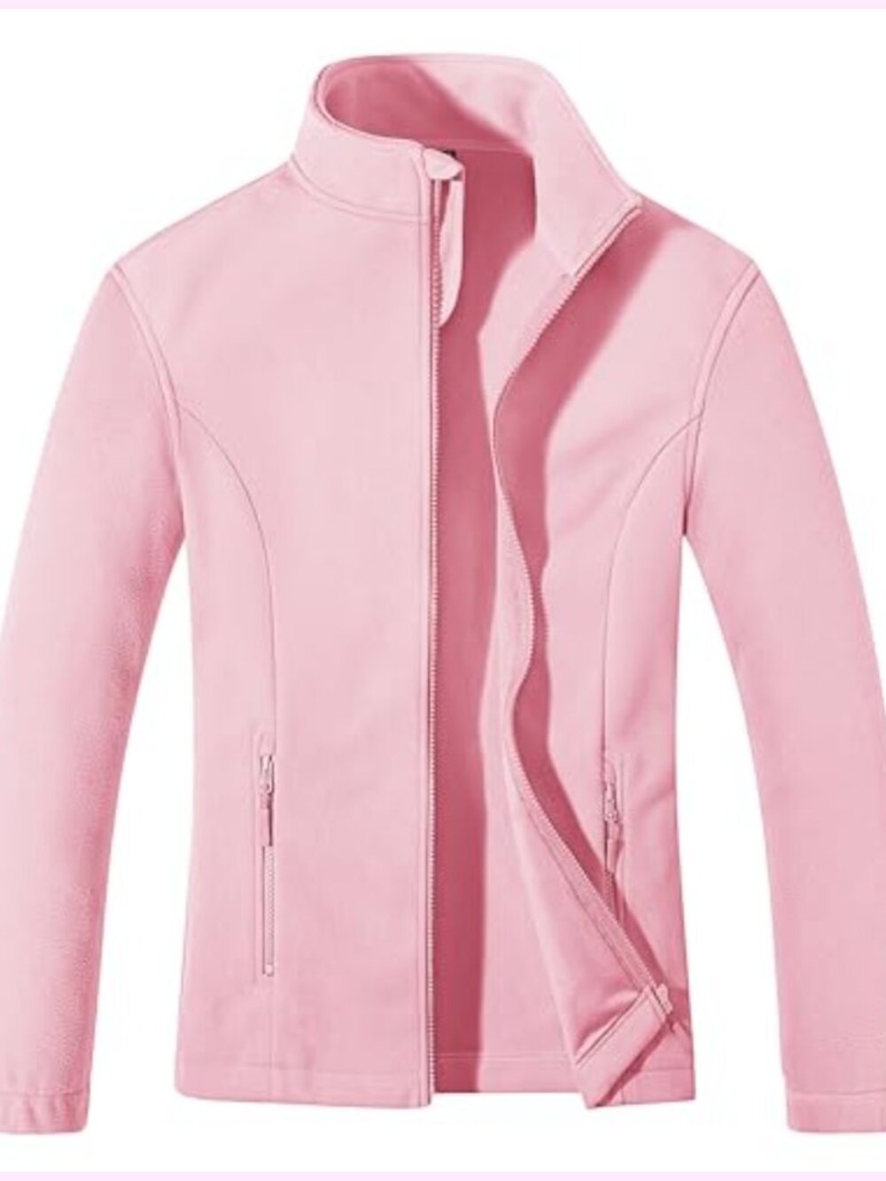 Fleece Jacket Zip Up Lightweight Soft Long Sleeve Winter Coat with Pockets